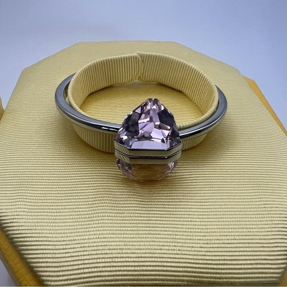 Swarovski Lucent Pink Pear Crystal Bangle – Rhodium Plated NIB (Medium) - Picture 11 of 16